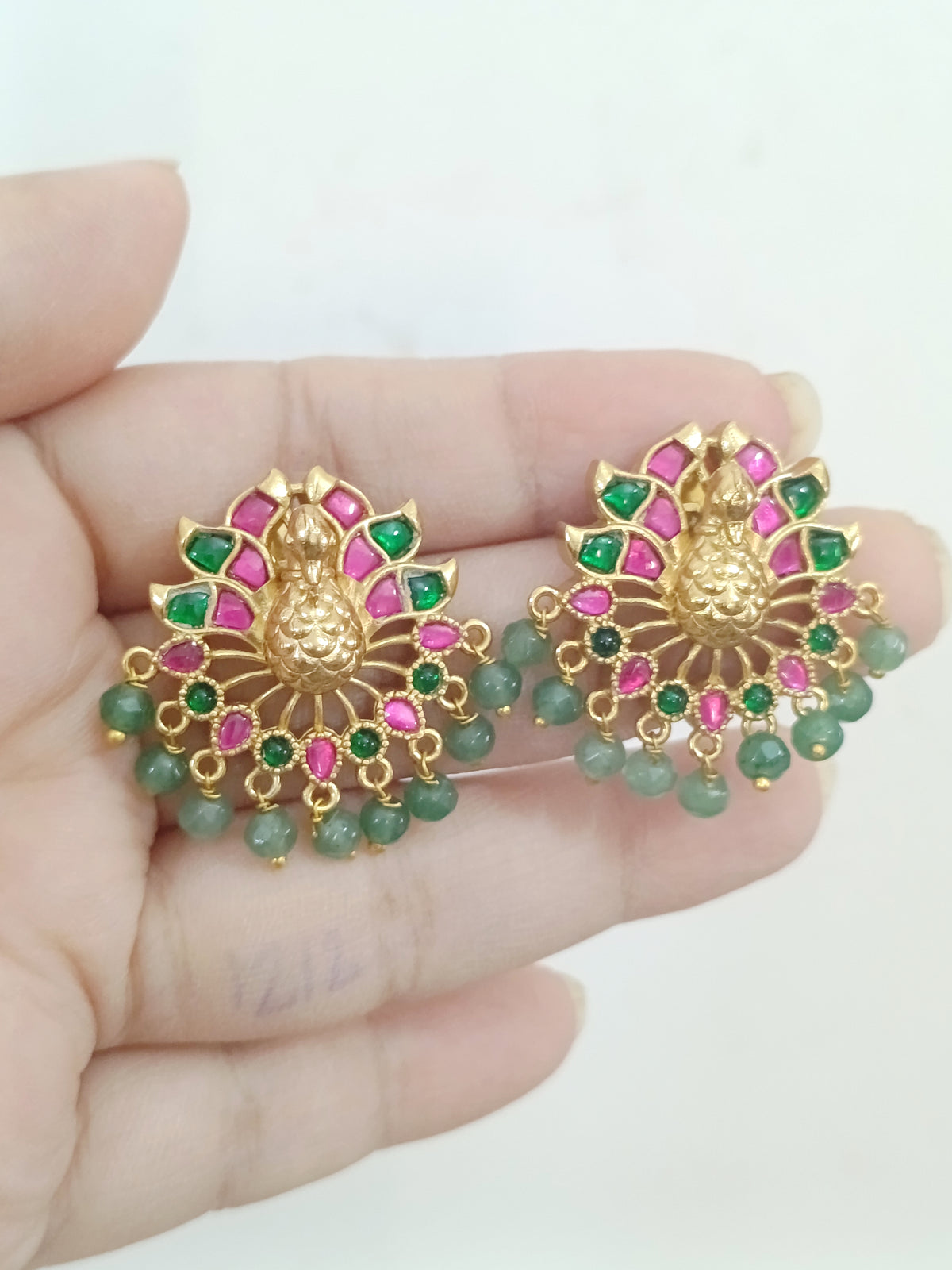 Jaadu Kundan Peacock Stud Earring V3