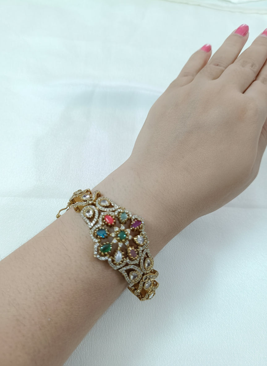 Navaratna Openable Broad Bangle