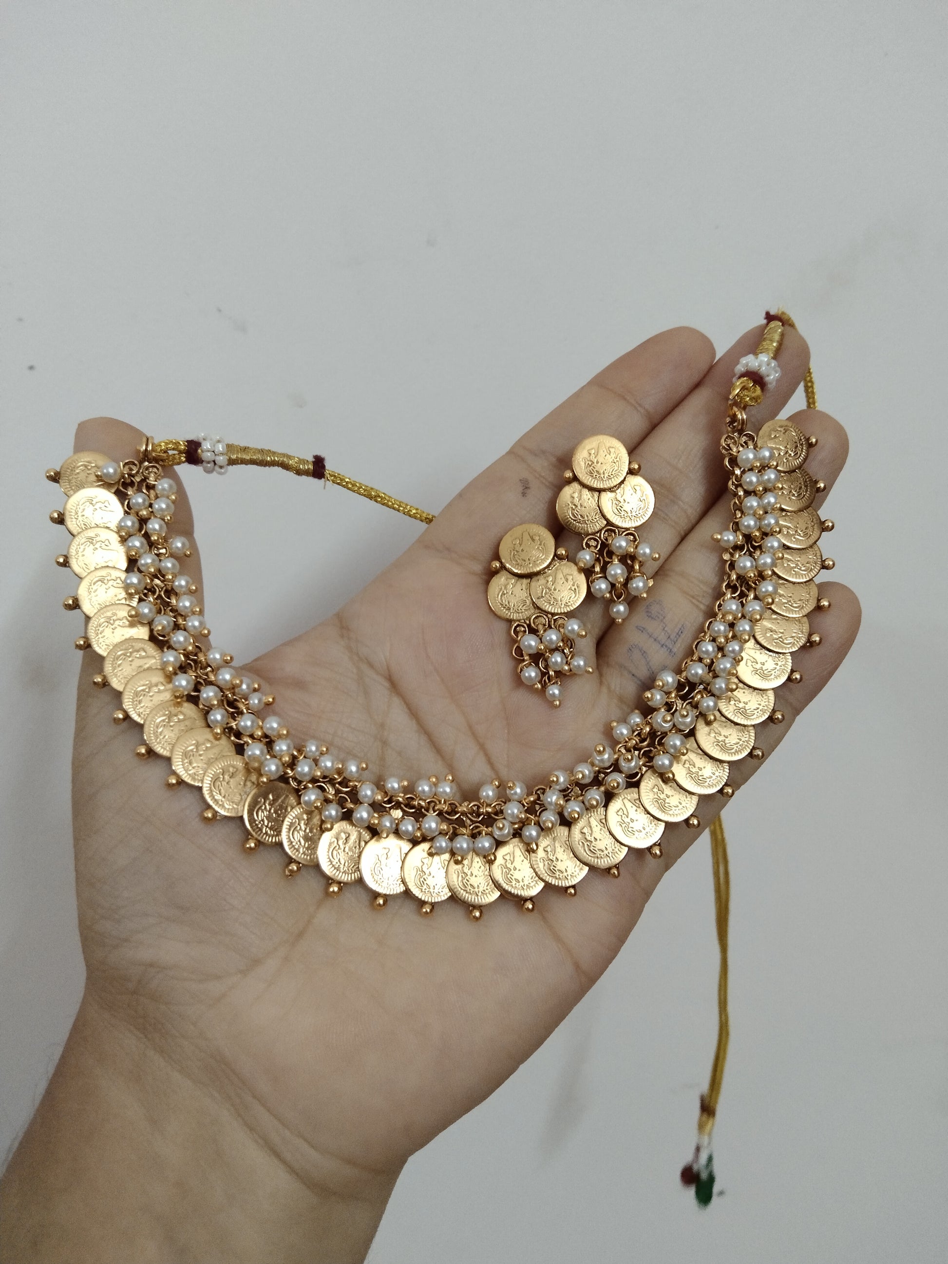 Adukku Coin Necklace with Pearl Beads