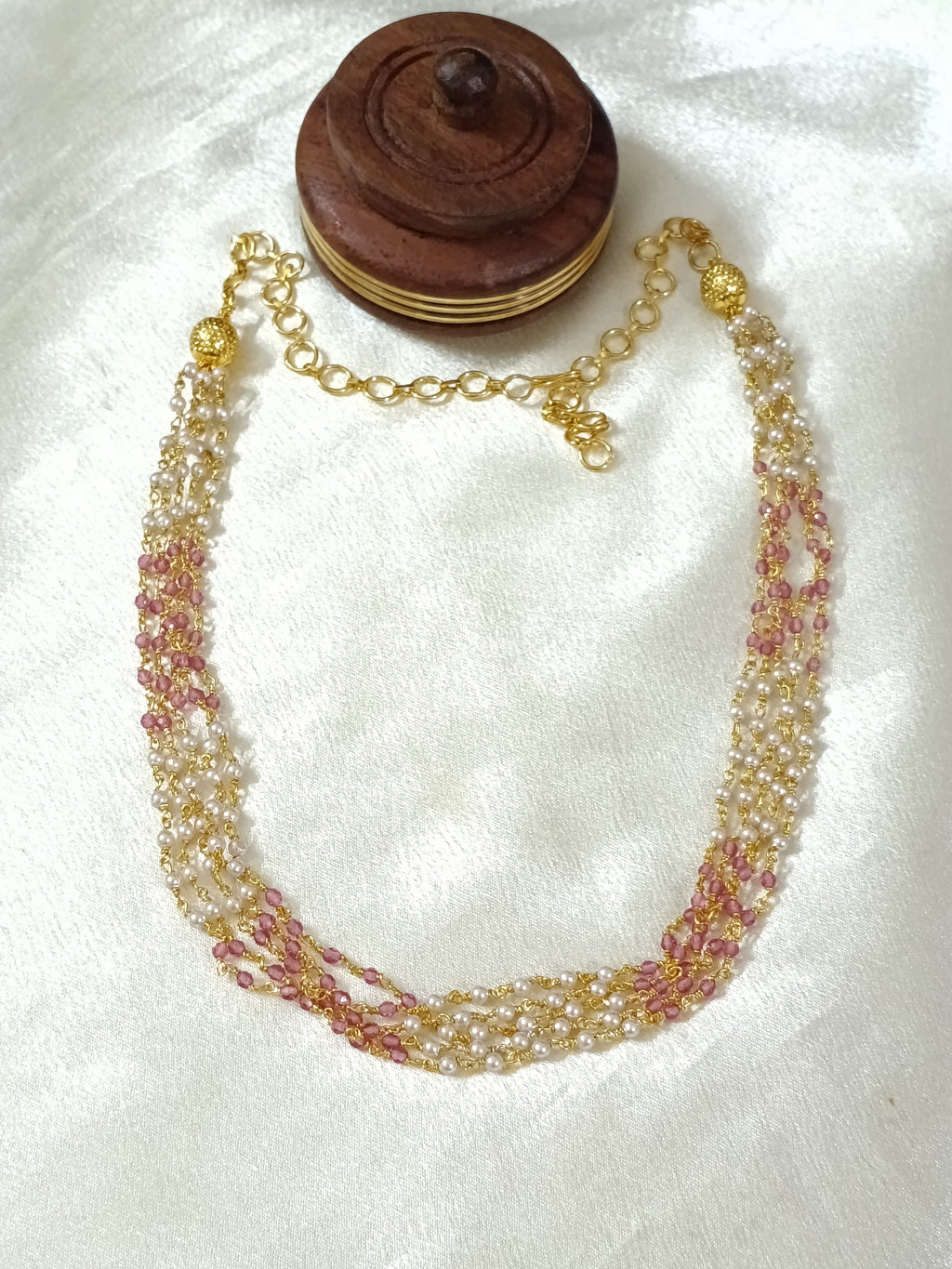 Multi Layer Bead Mid Long Necklace