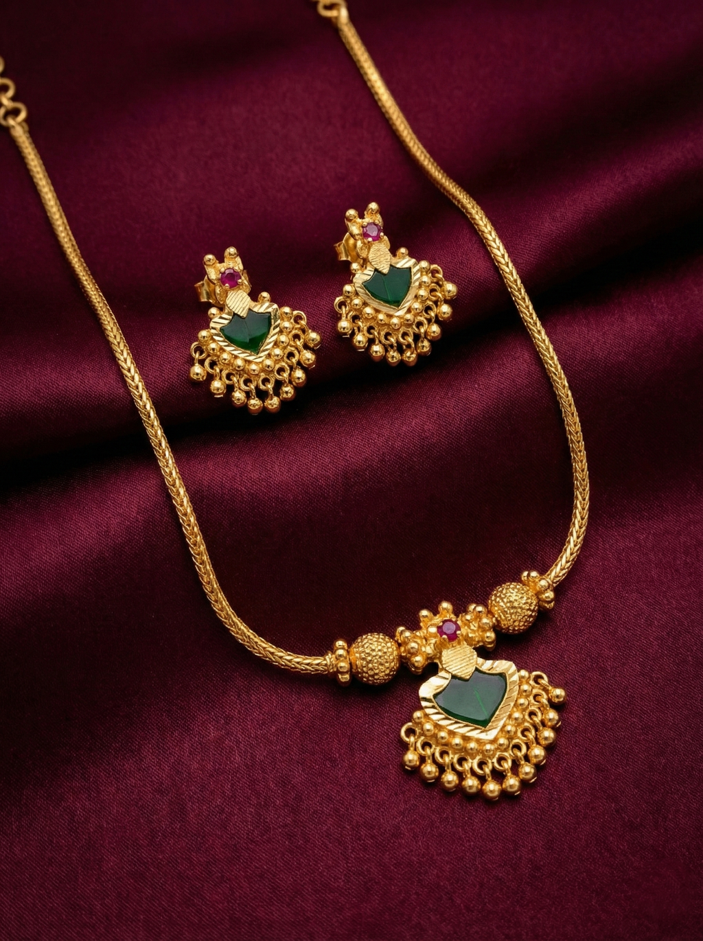 Micro Polish Single Pendant Necklace Set