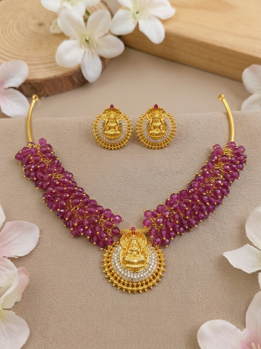 Lakshmi Beaded Hasli Necklace Set