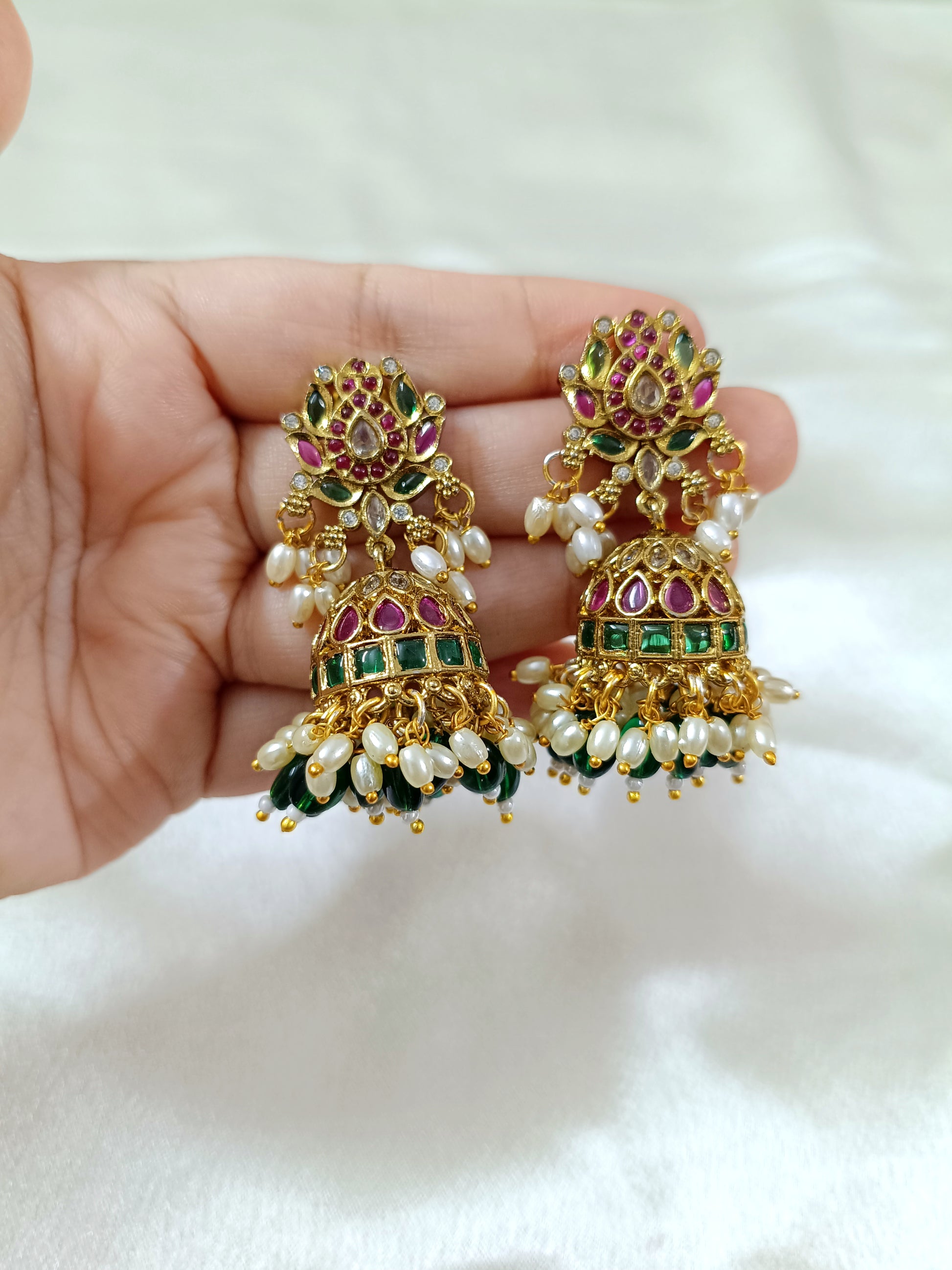 Lotus Kemp Jhumka Earring