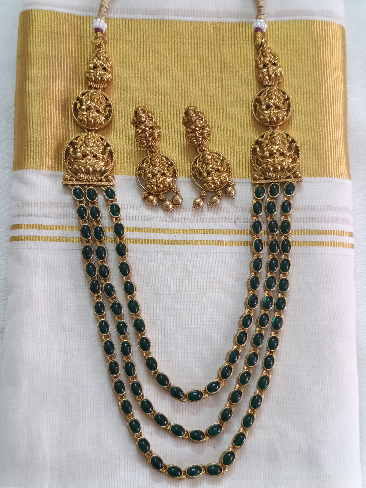 Kemp Stone Multi Layer Lakshmi Necklace Set
