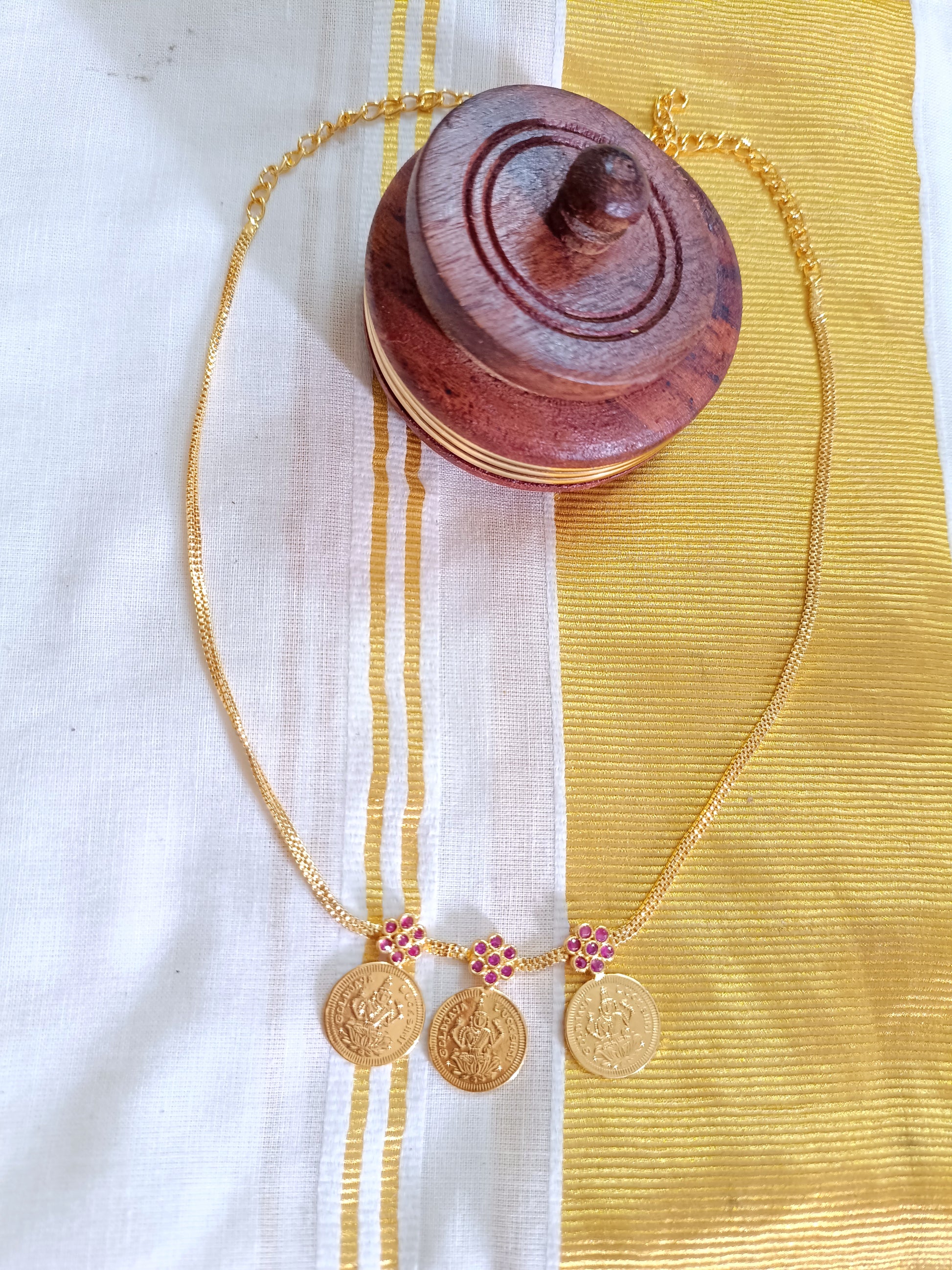 Micro Polish Coin Pendant Mid Long Necklace