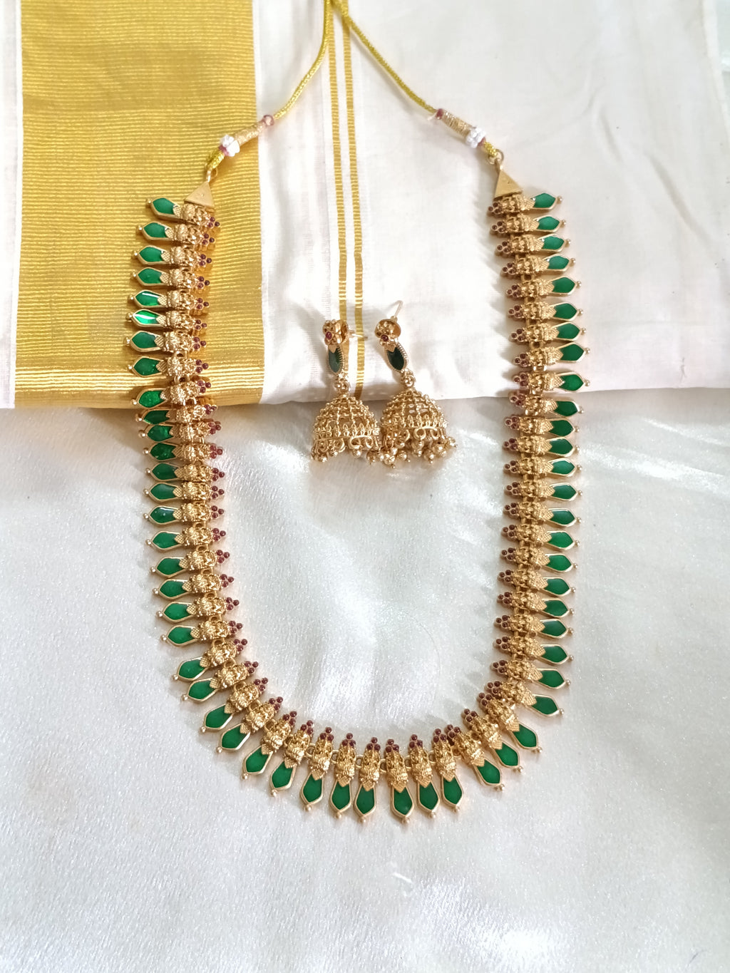 Matte Finish Nagapadam Long Necklace Set