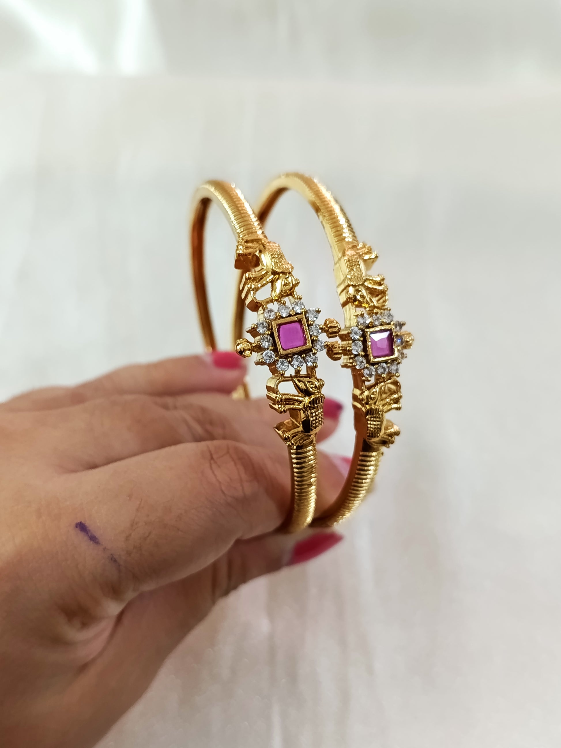 Elephant AD Stone Bangle Set