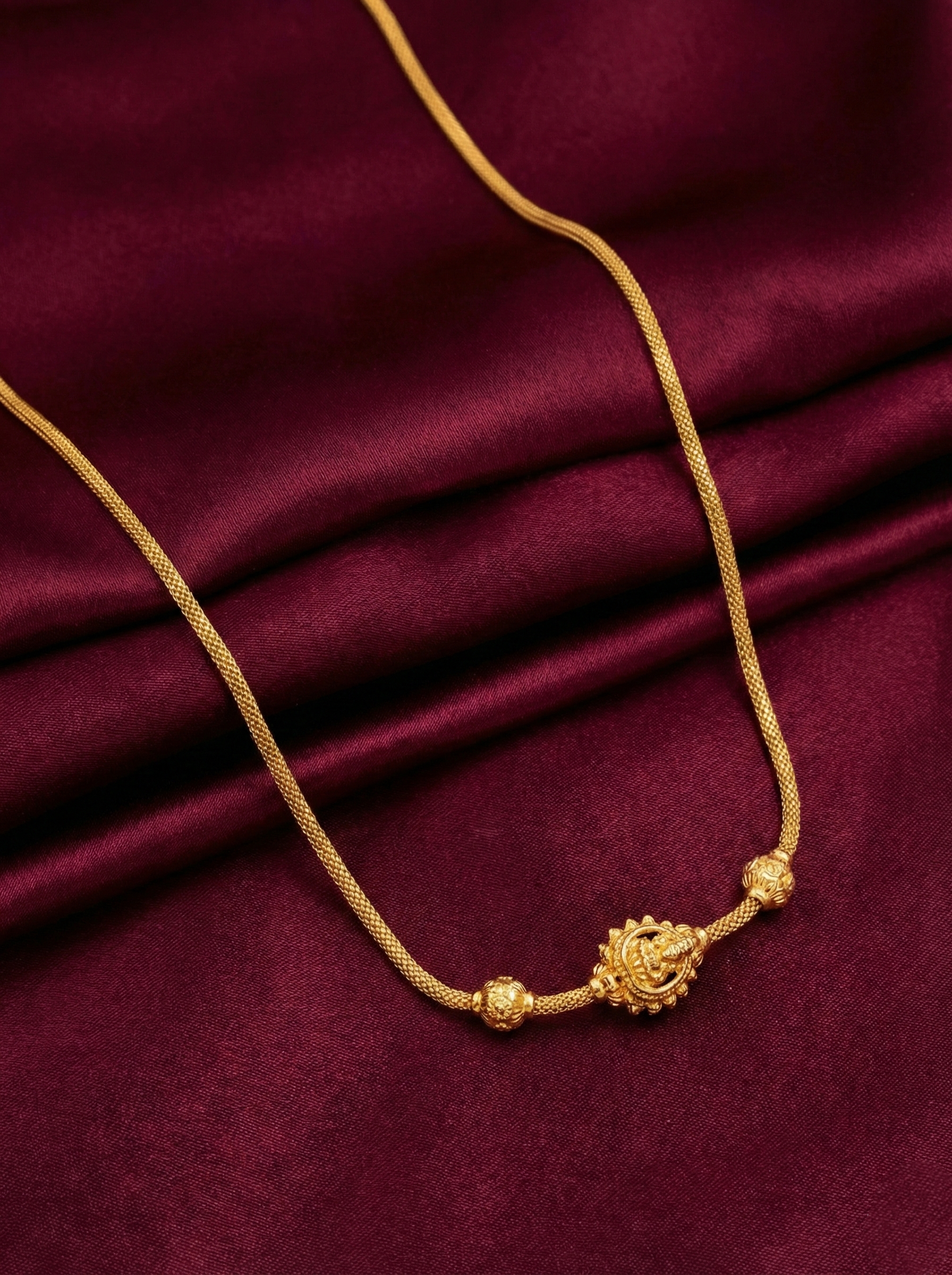 Micro Polish Lakshmi Mugappu Chain Set