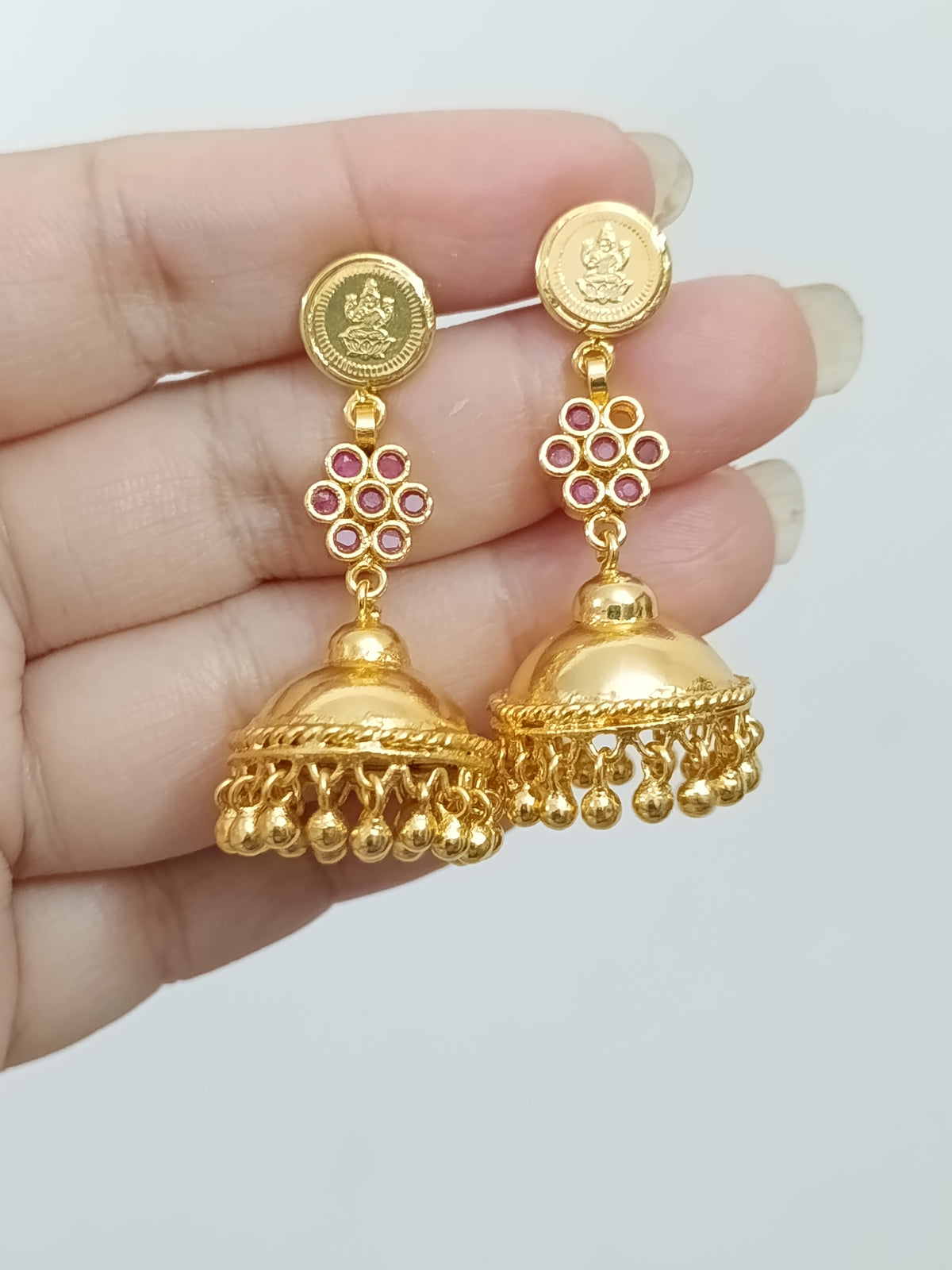 Micro Polish Lakshmi Jhumka Earring