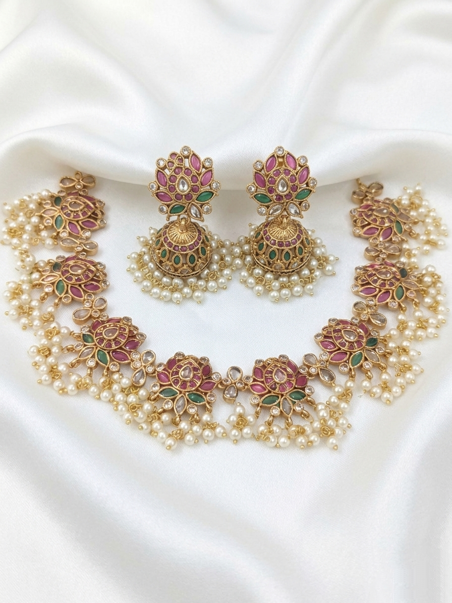 Kemp Lotus Pearl Necklace Set V2