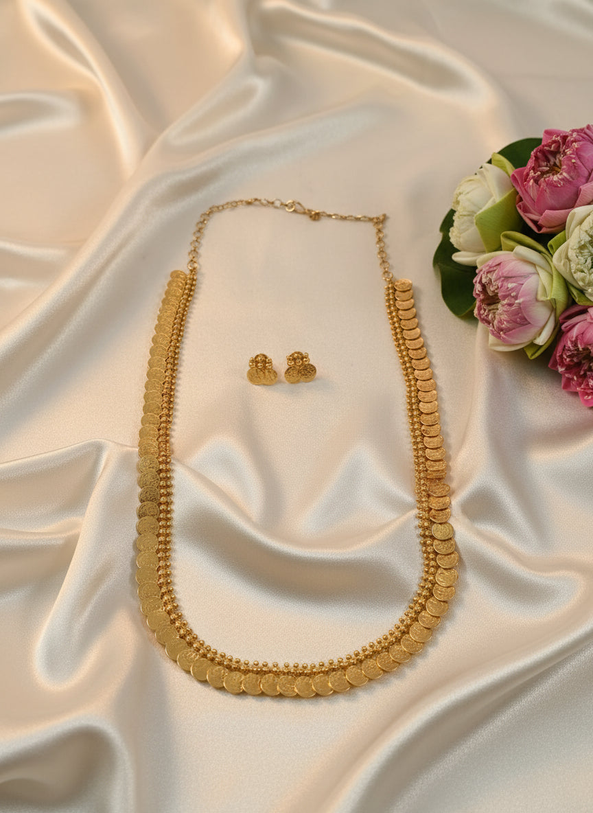 Traditional Lakshmi Kasu Long Necklace Set