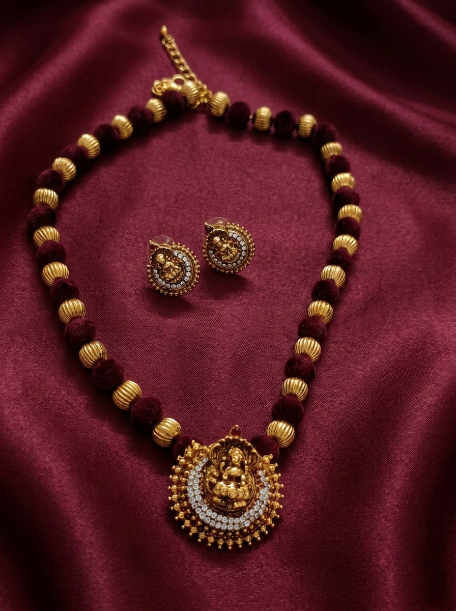 Low Budget Lakshmi Beaded Necklace Set V1