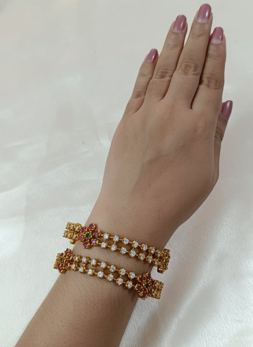 AD Flower Bangle Set of 2