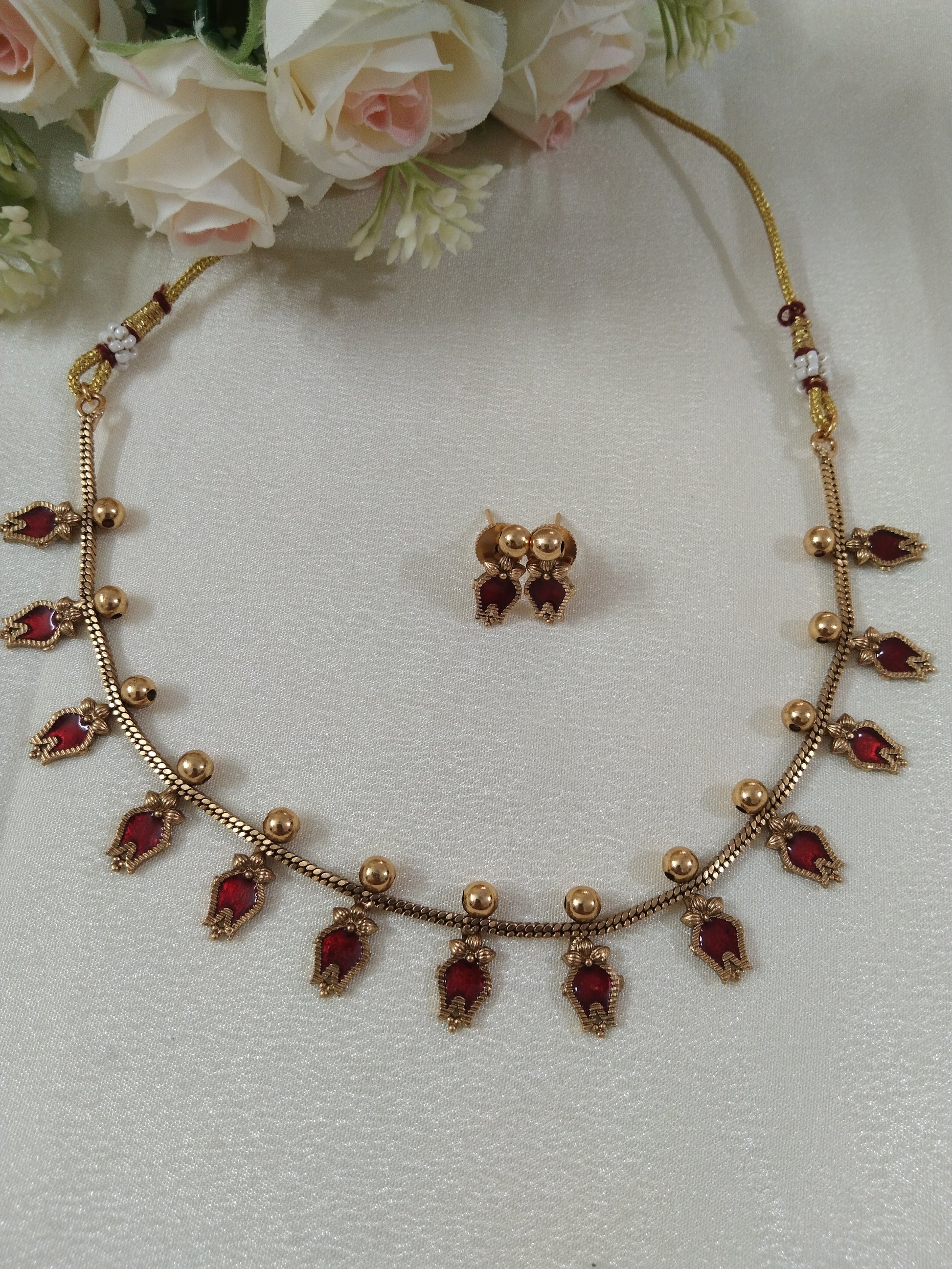 Small Petal Palakka Necklace set
