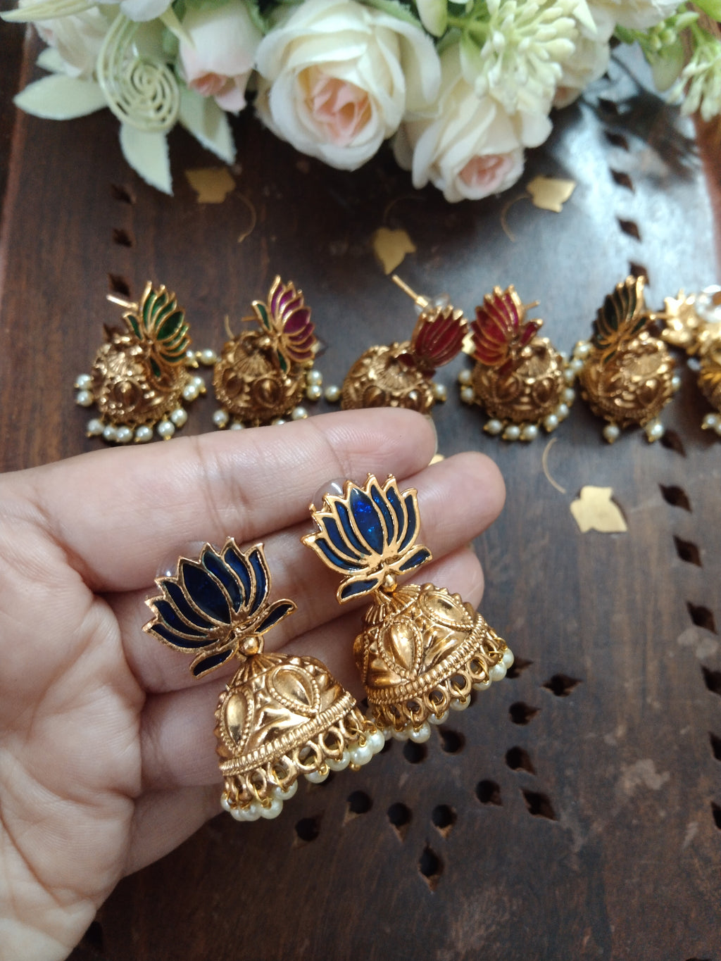Lotus Jhumka Earring