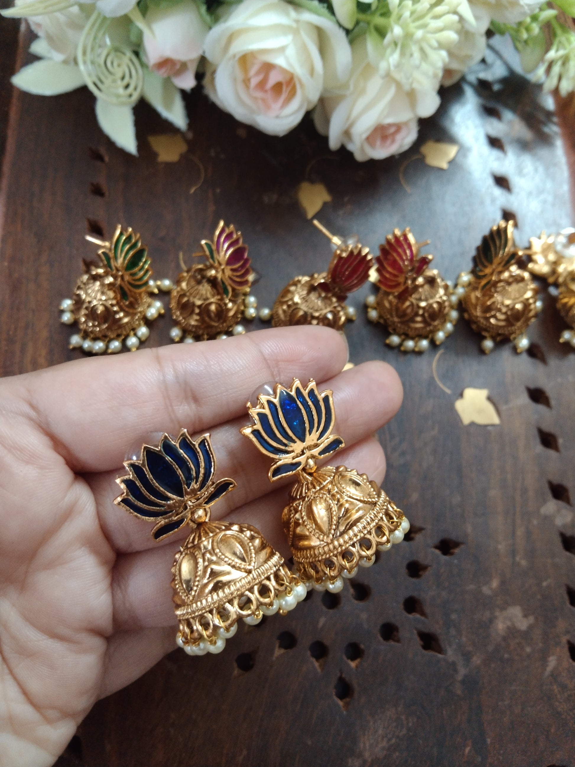 Lotus Jhumka Earring