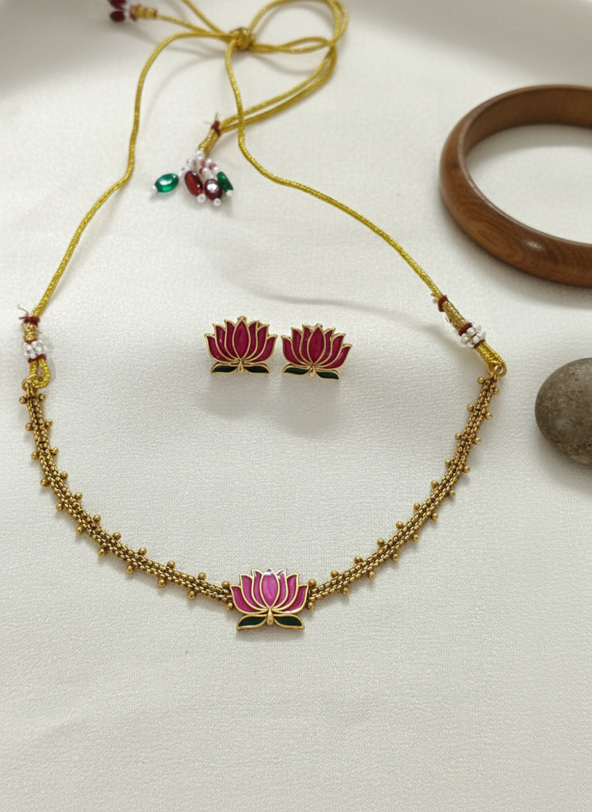 Lotus Motif Choker