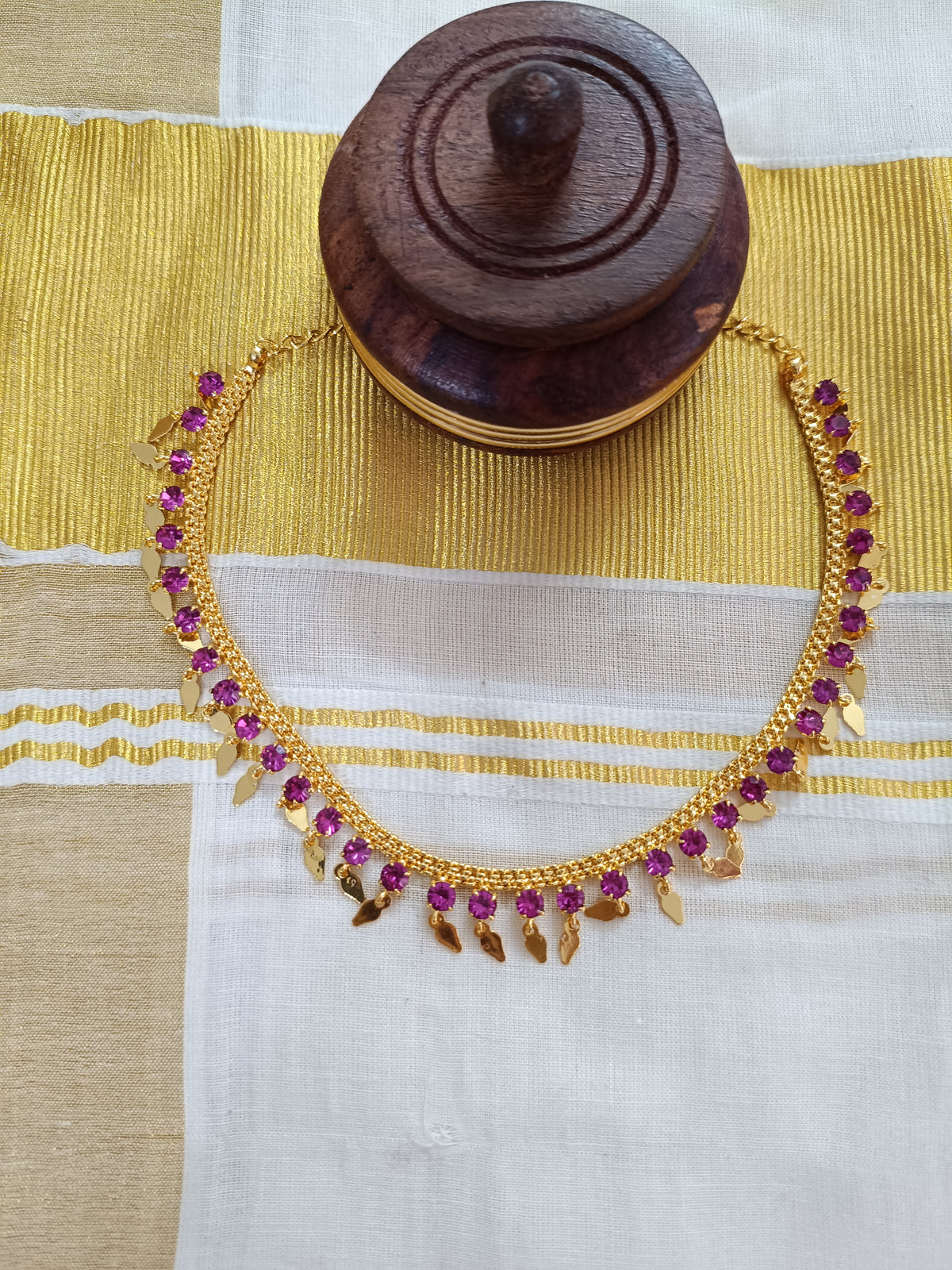 Micro Polish 1 Line AD Stone Elakathali Necklace