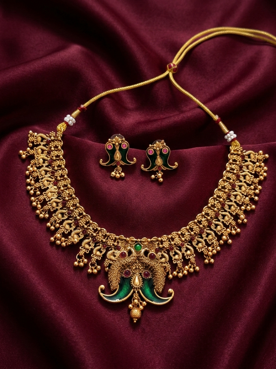 Fusion Palakka Mango Necklace Set