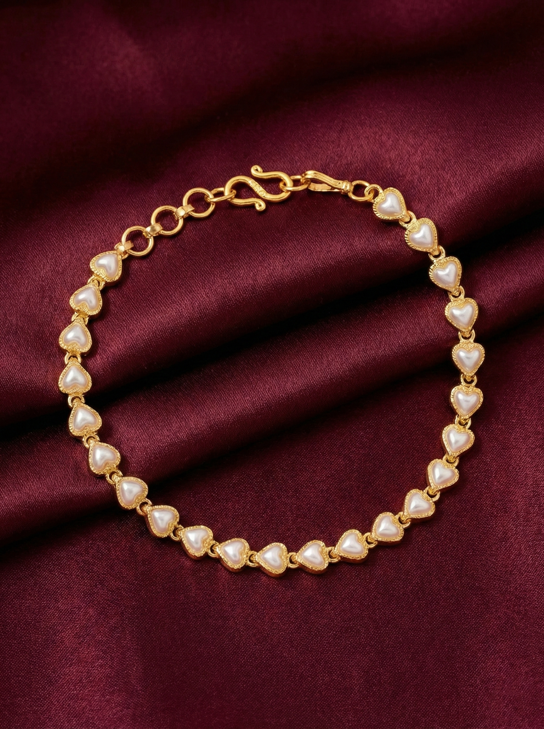 Micro Polish Pearl Heart  Bracelet