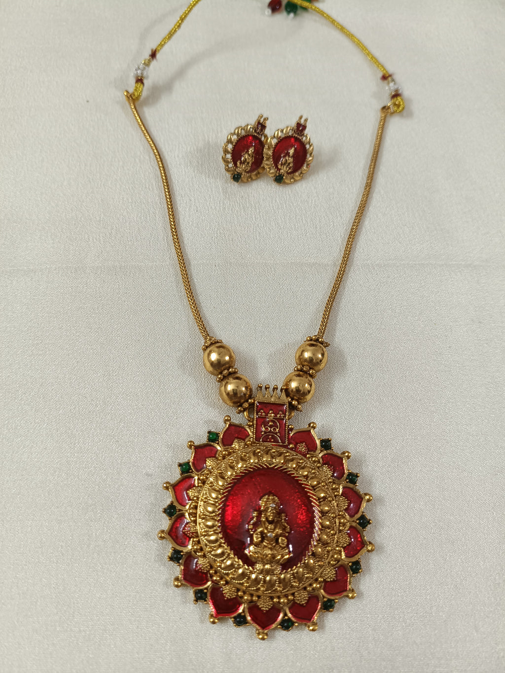 Mahalakshmi Surya Mid Long Necklace Set