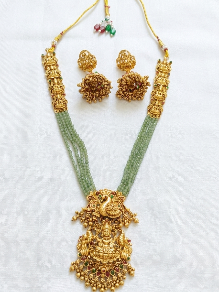 Mayoora Lakshmi Bead Long Necklace Set