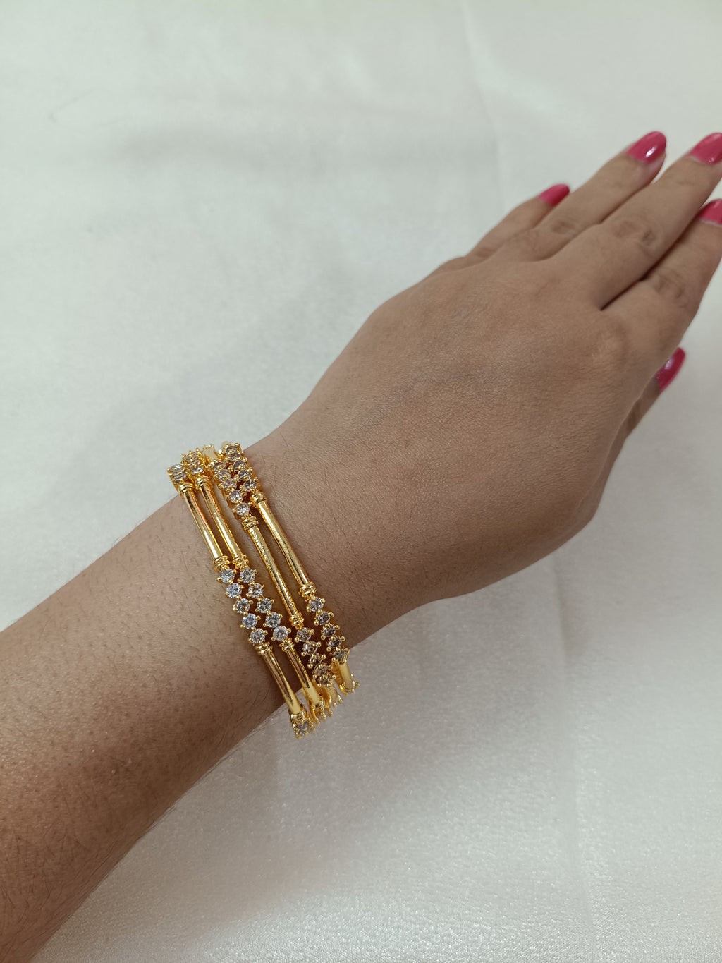 White AD Stone Bangle Set of 4