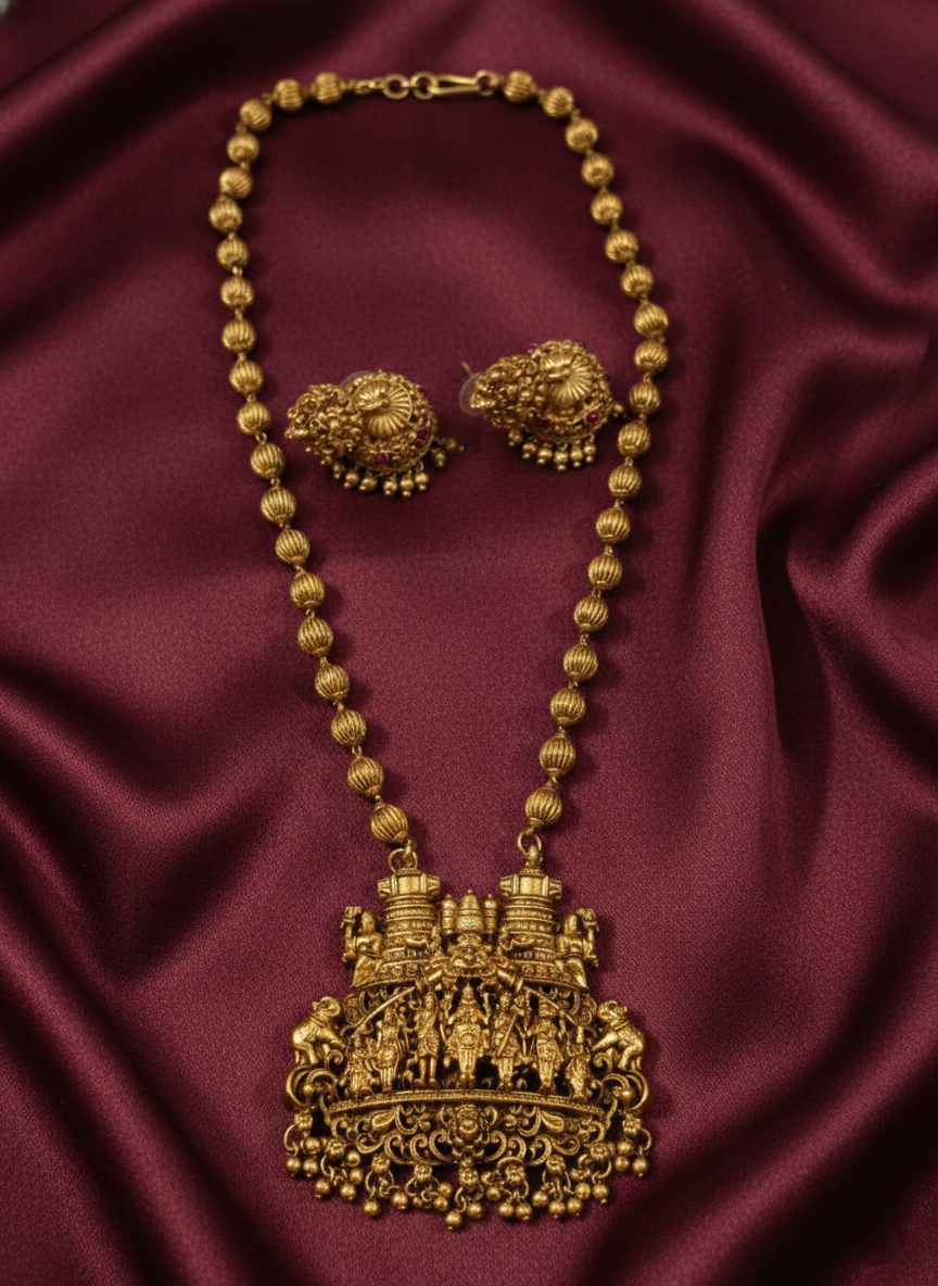 Vedic Nakshi Mid Long Necklace Set