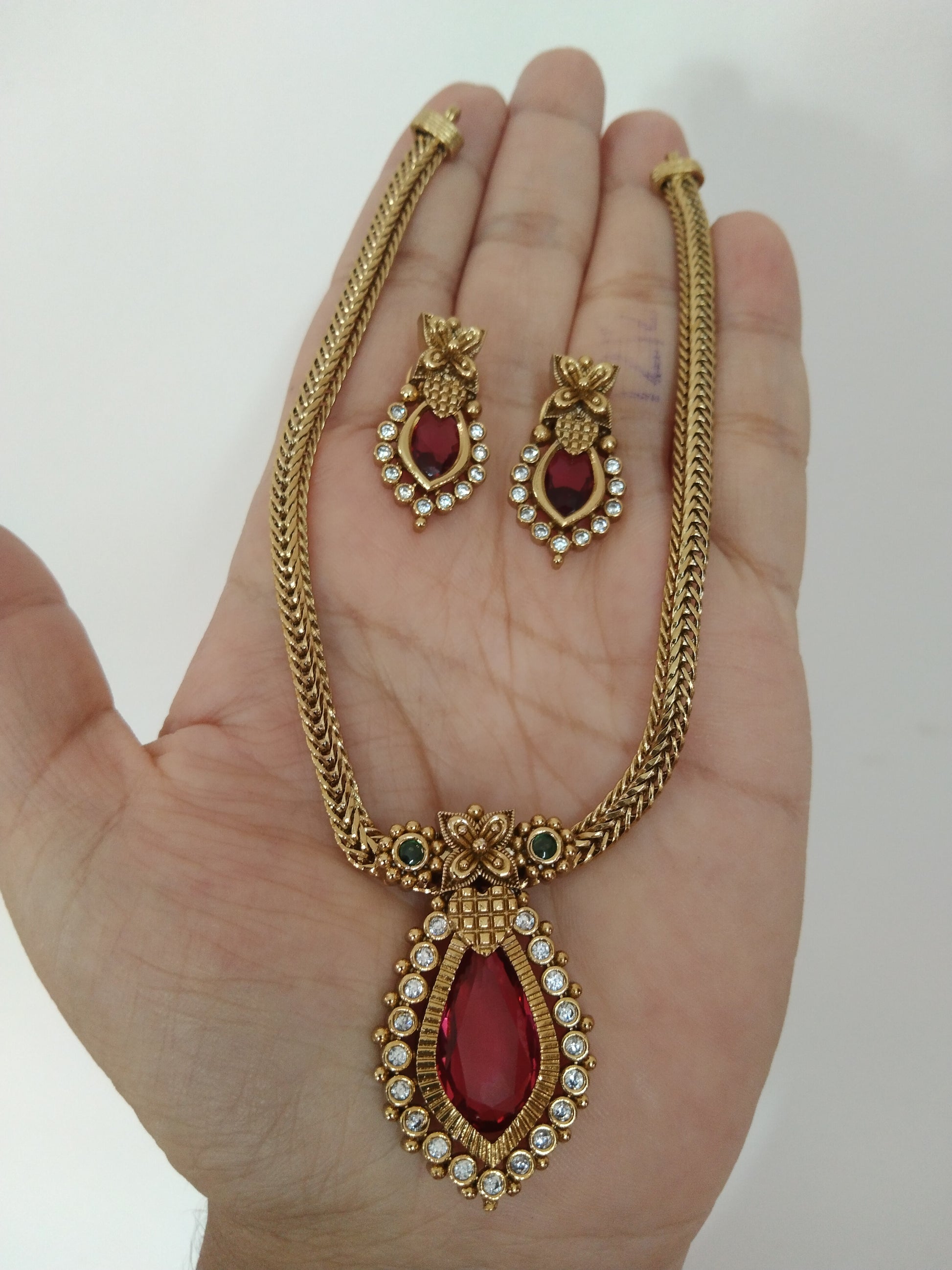 Nagapadam Ruby Pendant Necklace Set 1