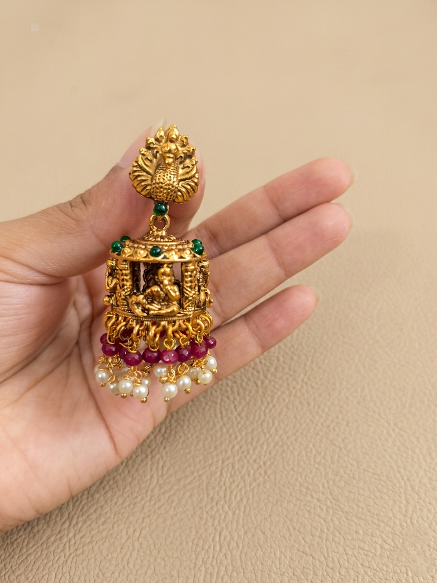 Krishna Temple Jhumka Earring