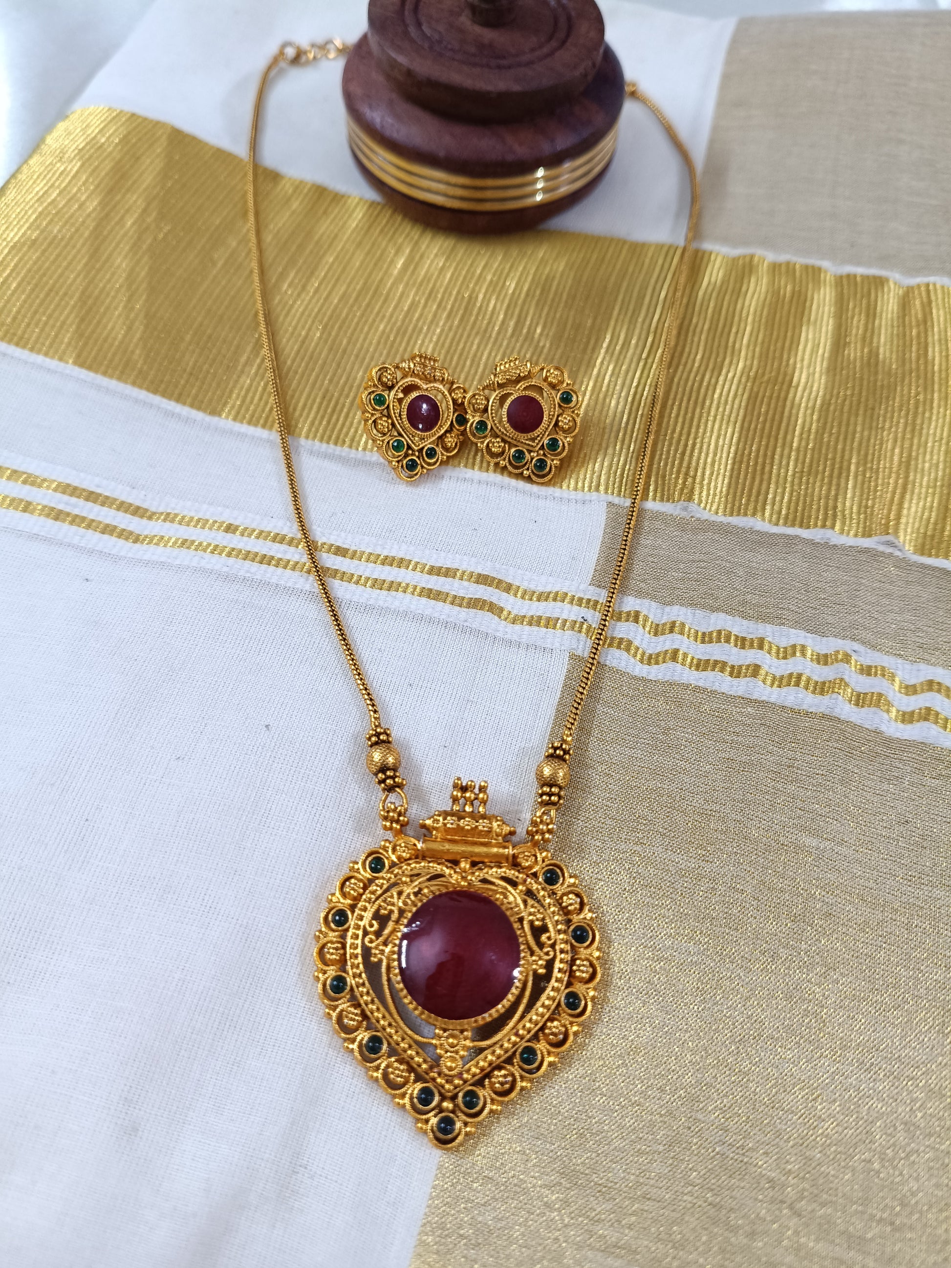 Low Budget Palakka Long Necklace Set V5