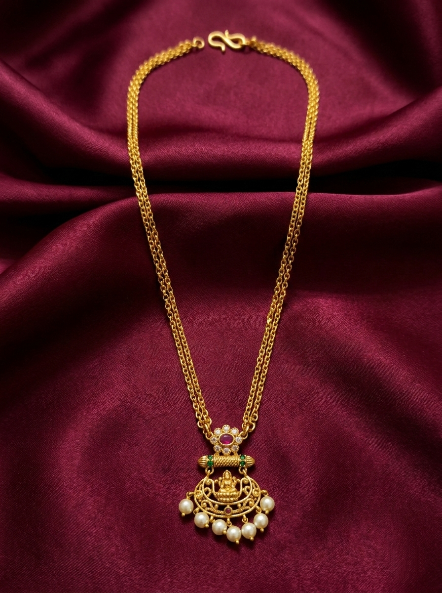 Low Budget Lakshmi Mid Long Necklace Set