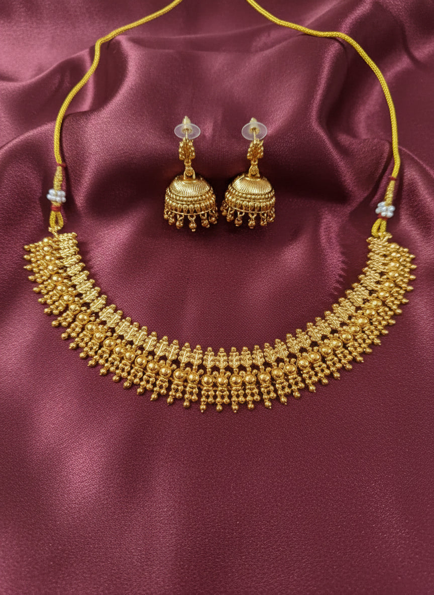 Matte Finish mullamottu Necklace Set