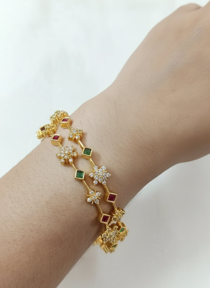 AD Flower Bangle Set of 2 V3