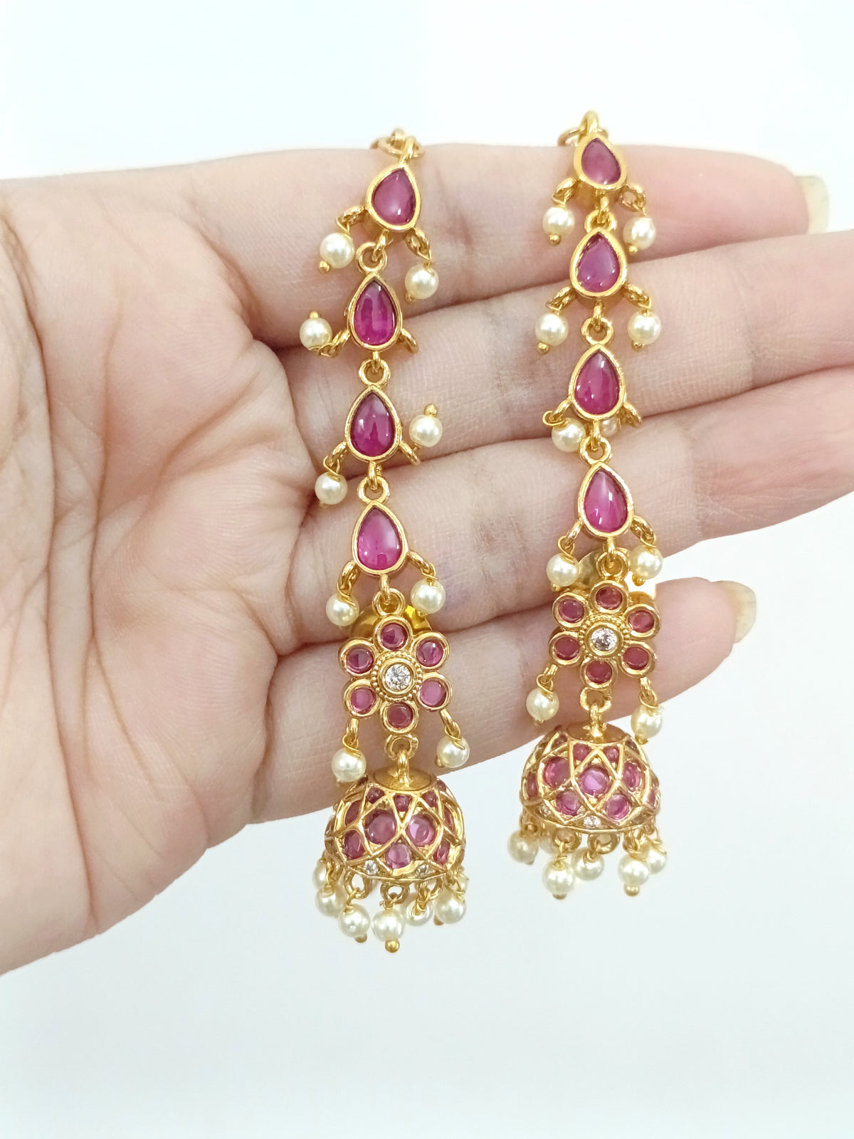 Kemp Floral Mattal Jhumka Earring