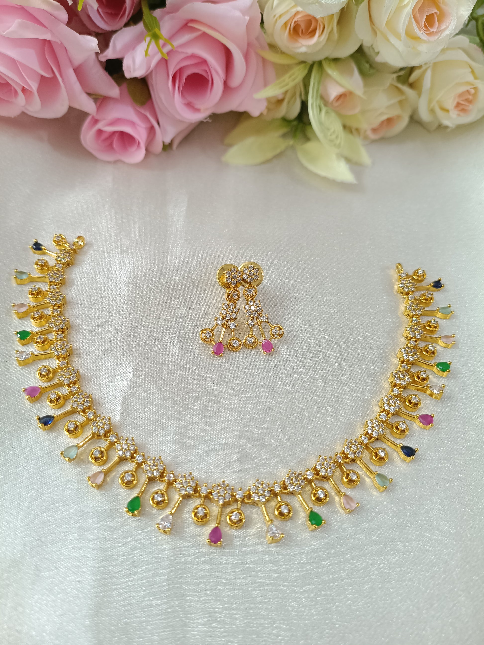 AD Navaratna Necklace Set V4