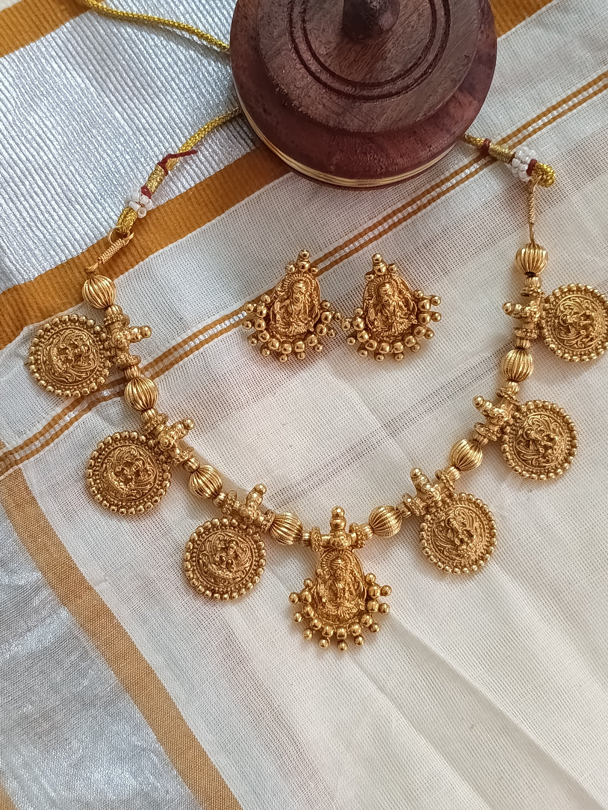 Traditional Lakshmi Coin Necklace Set V5