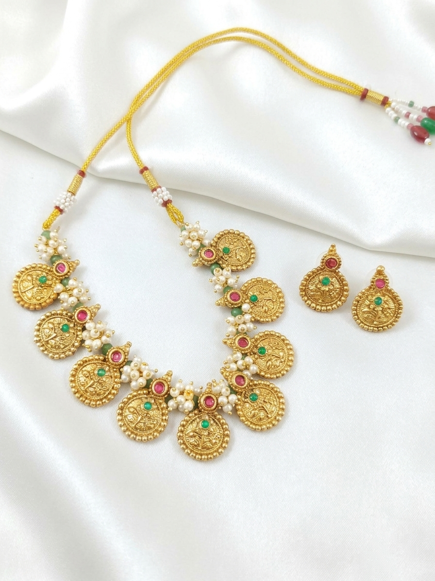 Matte Finish Non Idol Necklace Set 74