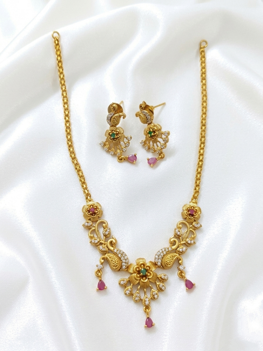 Floral Peacock Necklace