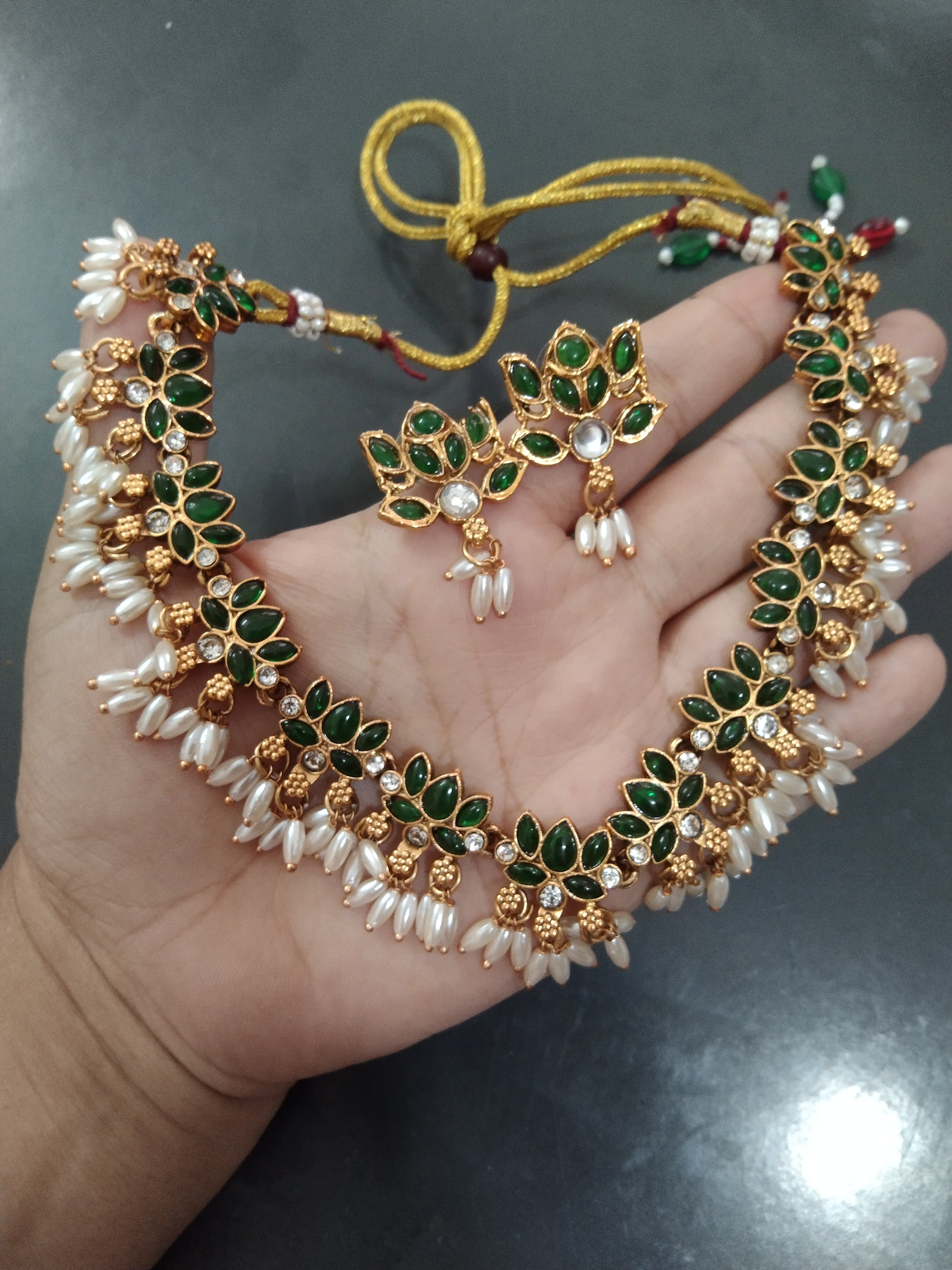 Lotus With Rice Pearl Necklace Set