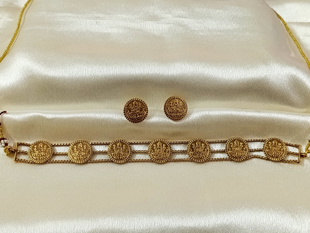 Lakshmi Coin Choker Necklace Set