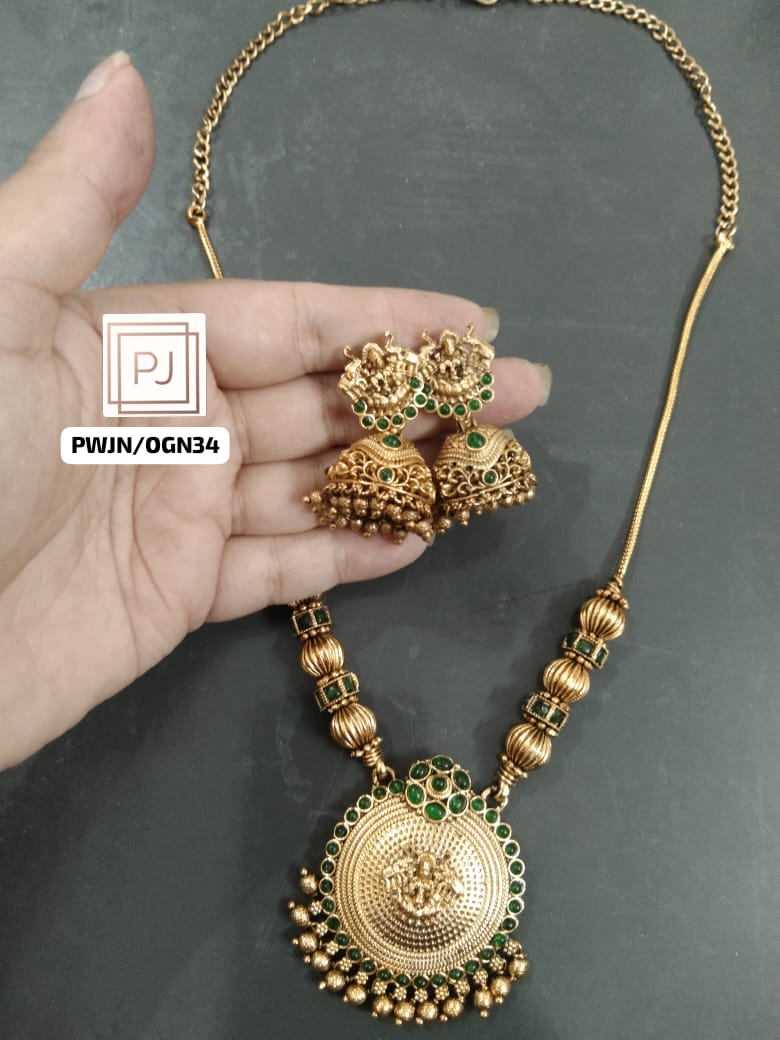 Green Lakshmi Necklace Set