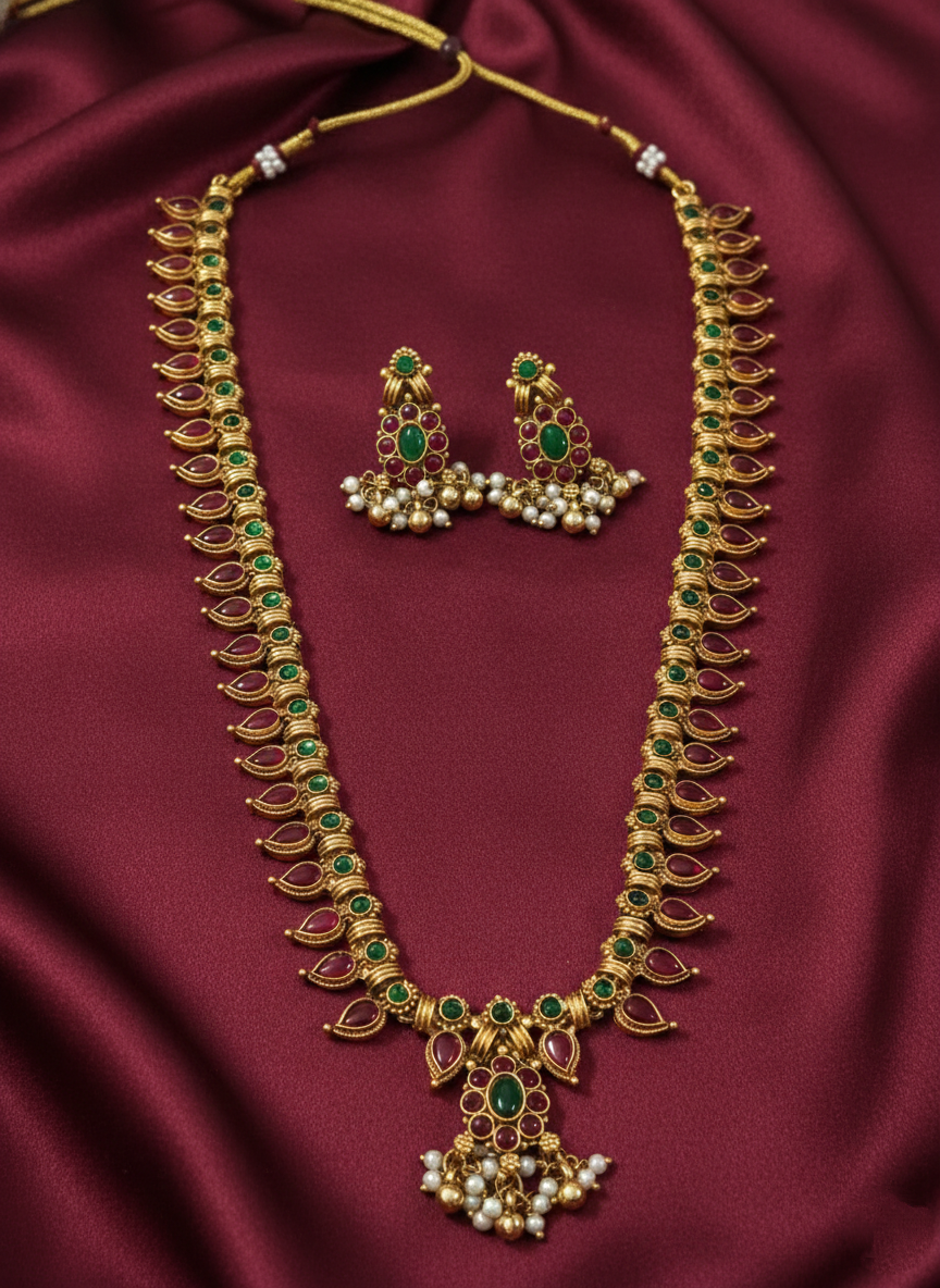 Mullamottu Long Necklace Set