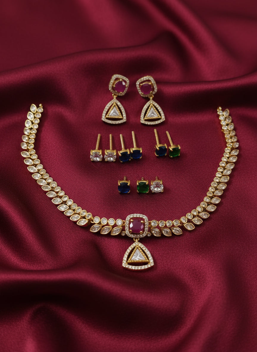 Changeable AD Stone Necklace Set V7