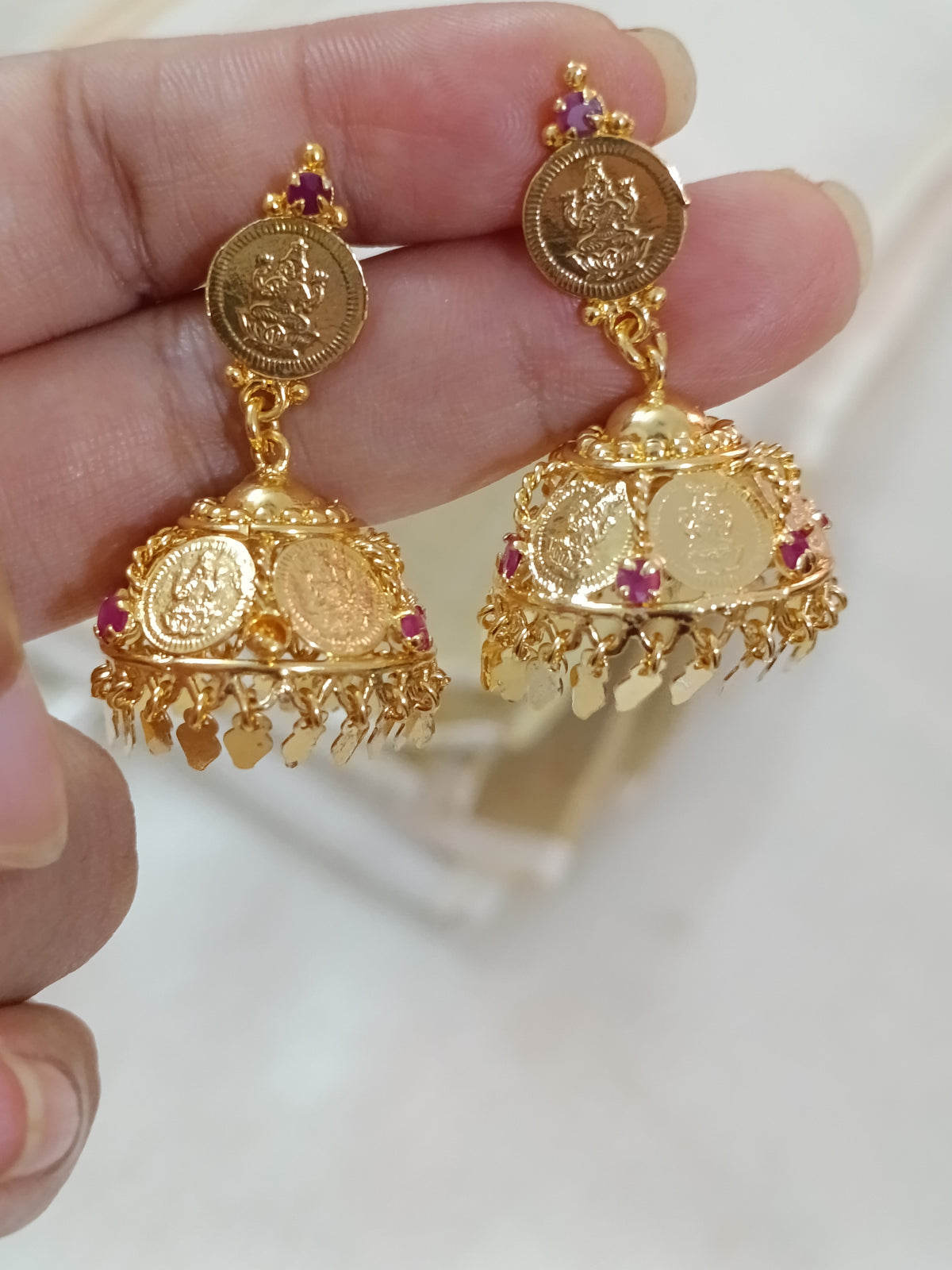 Micro Polish Elakathali Coin Jhumka