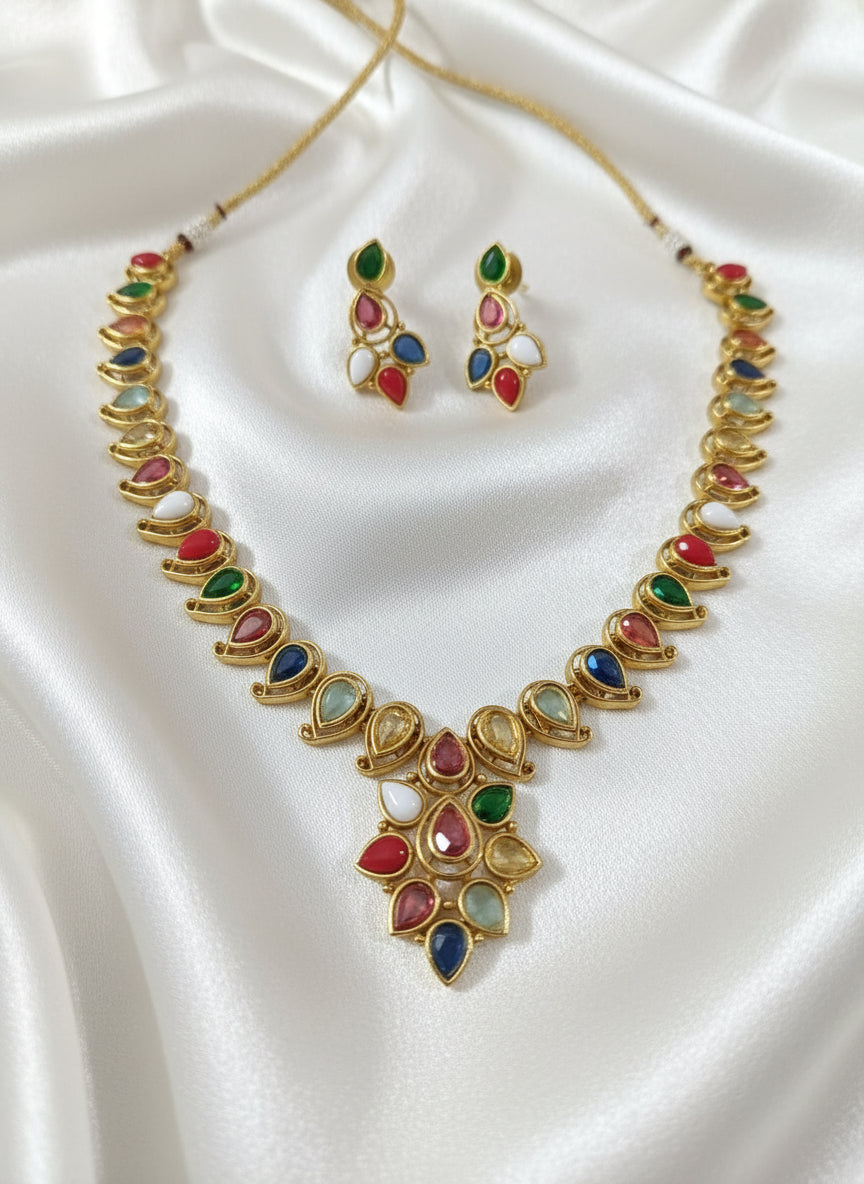 Indira Navaratna Necklace Set