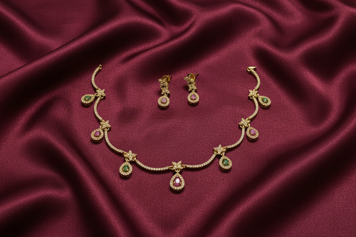 AD Stone Necklace Set V48