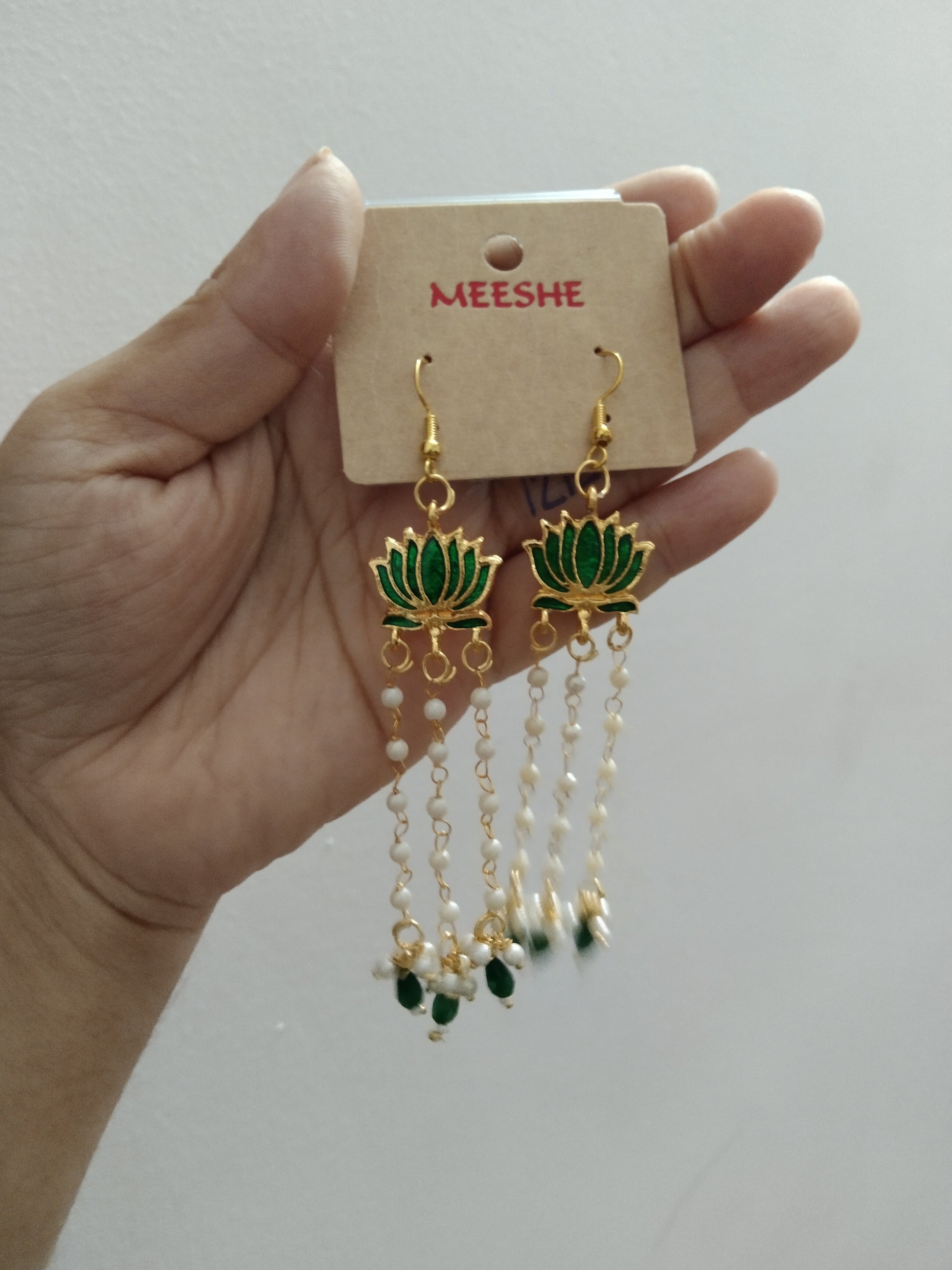 Lotus Pearl Hook Jhumka Earring