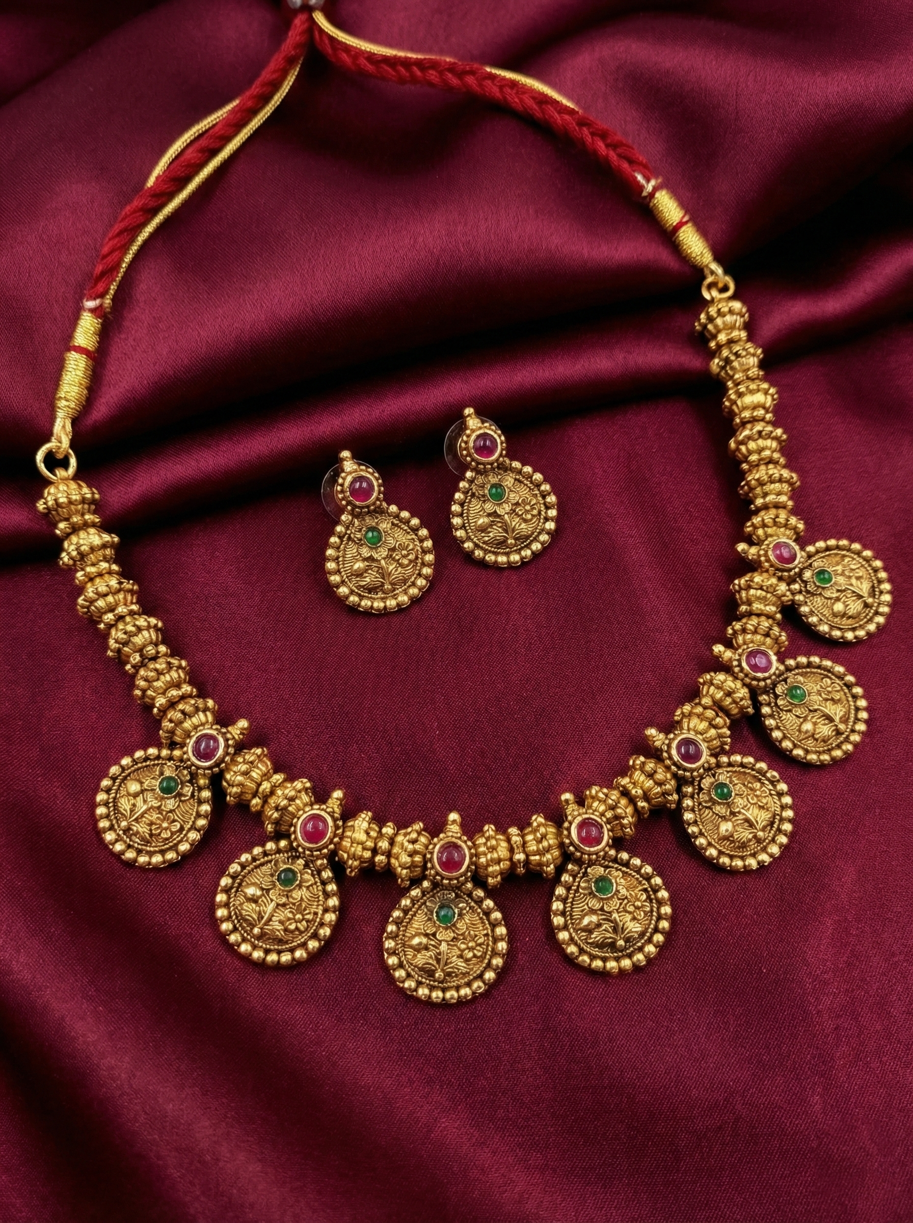 Matte Finish Non Idol Coin Necklace Set V2