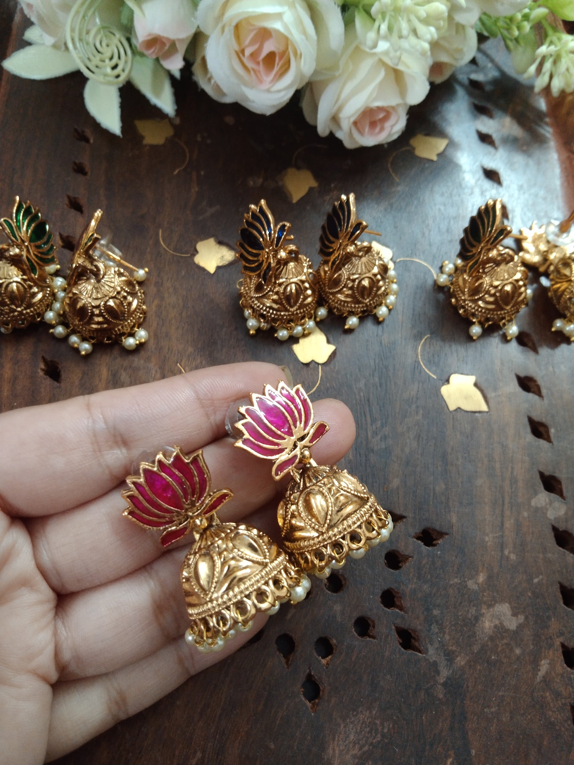 Lotus Jhumka Earring